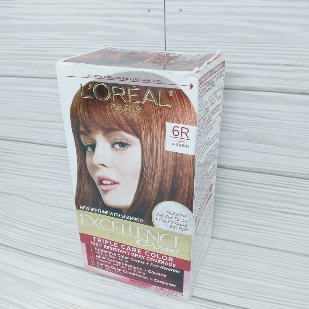 Loreal Excellence Creme Triple Care Color Permanent Hair Color #6R Light Auburn
